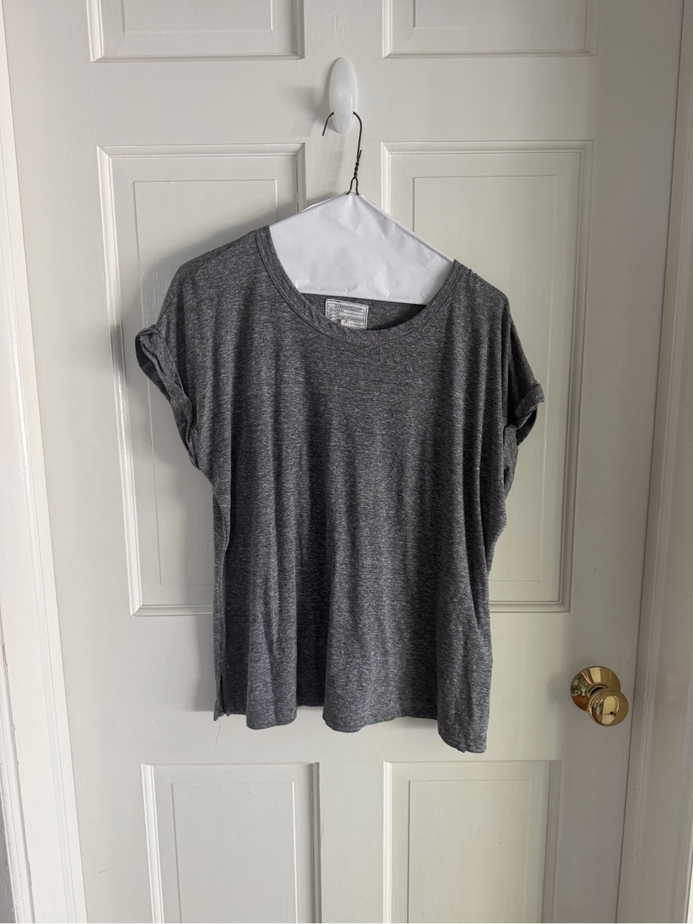 Current/Elliott Heather Gray Rolled Sleeve Tee Made USA Size 3